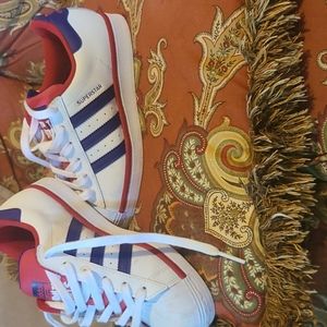 Adidas superstar red white blue